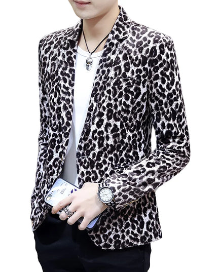 Men's Leopard Print Blazer - Luxurious British Style for Weddings