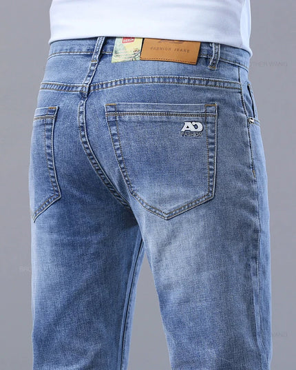 Men's Light Blue Slim Jeans - Stylish Stretch Denim Trousers