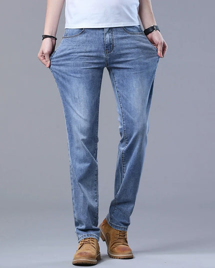 Men's Light Blue Slim Jeans - Stylish Stretch Denim Trousers