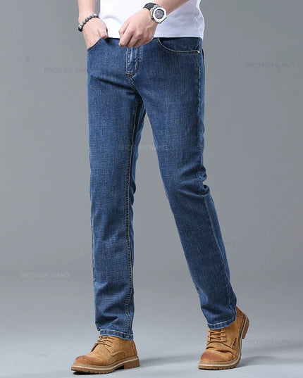 Men's Light Blue Slim Jeans - Stylish Stretch Denim Trousers