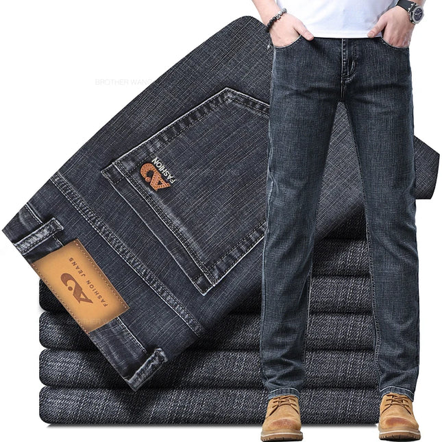 Men's Light Blue Slim Jeans - Stylish Stretch Denim Trousers