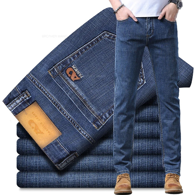 Men's Light Blue Slim Jeans - Stylish Stretch Denim Trousers