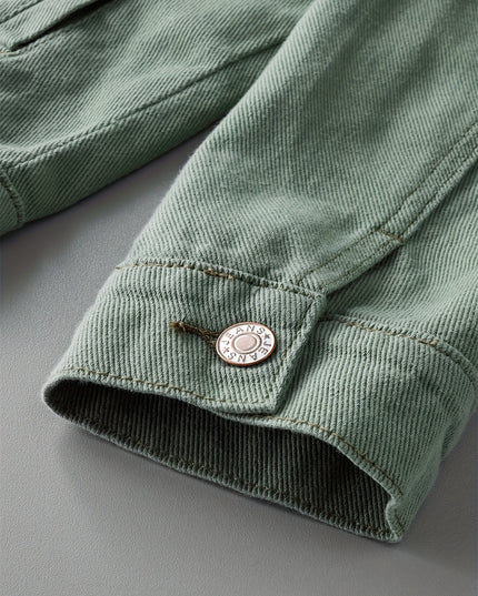 Men's Light Green Distressed Denim Jacket - Oversized Casual Style