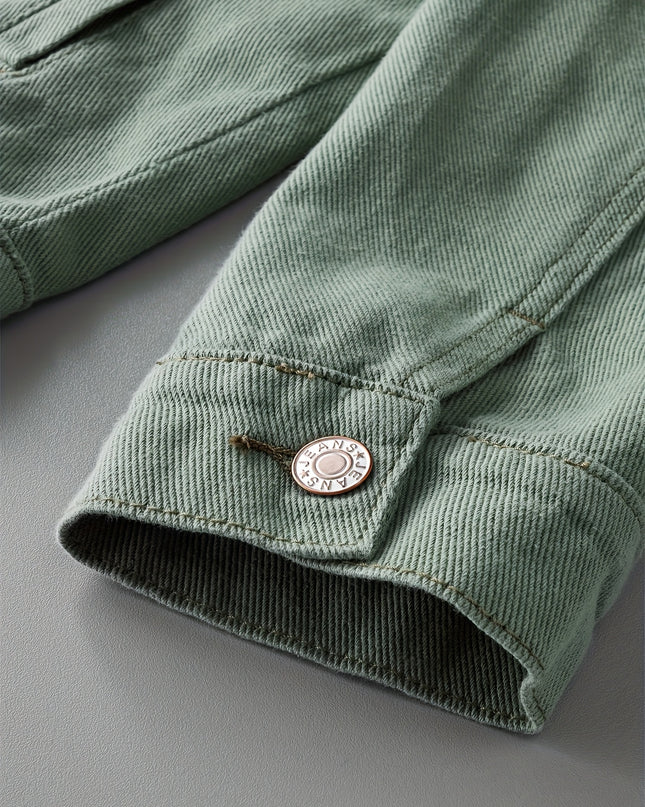 Men's Light Green Distressed Denim Jacket - Oversized Casual Style