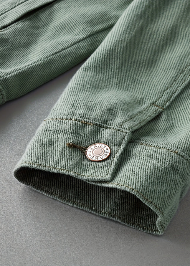 Men's Light Green Distressed Denim Jacket - Oversized Casual Style