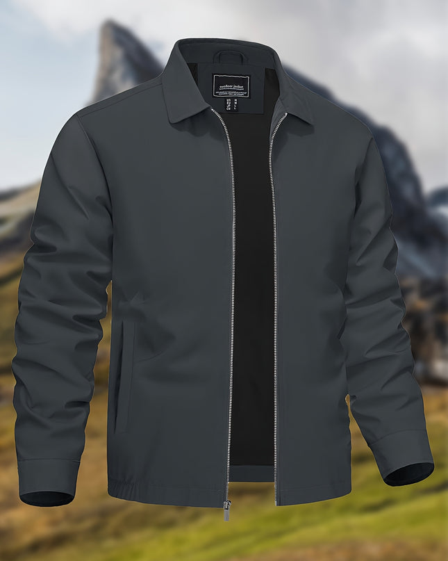 Men's Lightweight Business Casual Jacket - Stylish Zip-Up Windbreaker