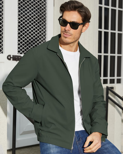 Men's Lightweight Business Casual Jacket - Stylish Zip-Up Windbreaker