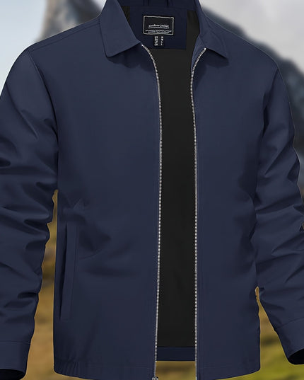 Men's Lightweight Business Casual Jacket - Stylish Zip-Up Windbreaker