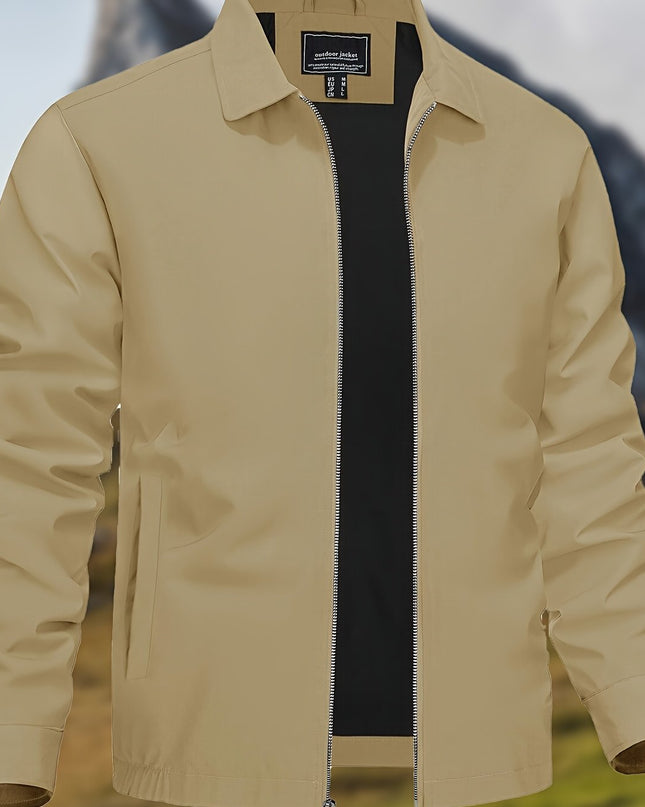 Men's Lightweight Business Casual Jacket - Stylish Zip-Up Windbreaker