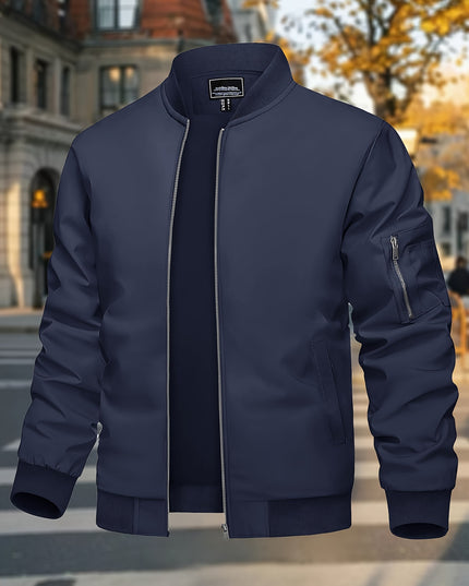 Men's Lightweight Flight Jacket - Windproof, Multi-Pocket Design