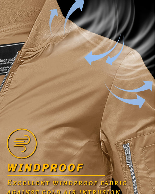 Men's Lightweight Flight Jacket - Windproof, Multi-Pocket Design