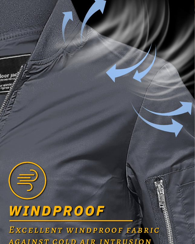 Men's Lightweight Flight Jacket - Windproof, Multi-Pocket Design