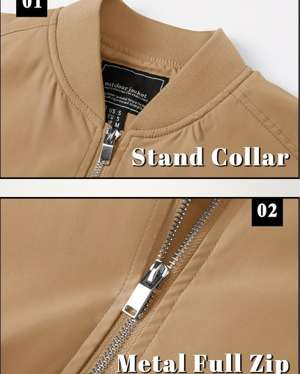 Men's Lightweight Flight Jacket - Windproof, Multi-Pocket Design