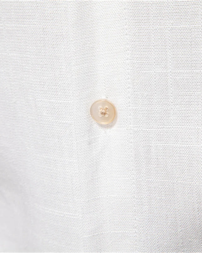 Men's Linen Long Sleeve Shirt - Casual Solid Color Style