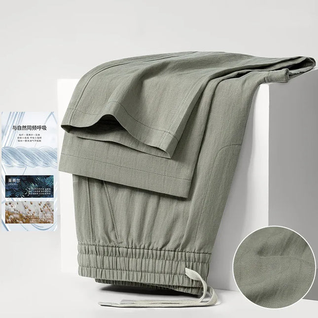 Men's Linen Lyocell Pants - Breathable, Soft, Casual Summer Trousers