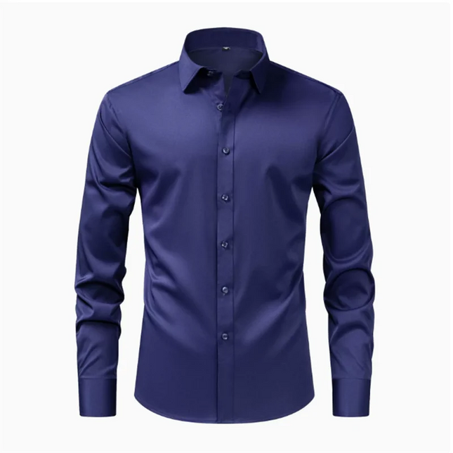 Men's Long Sleeve Casual Shirt - Comfortable Fit, Large Size 8XL