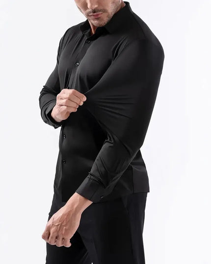 Men's Long Sleeve Casual Shirt - Wrinkle-Free, High Elasticity