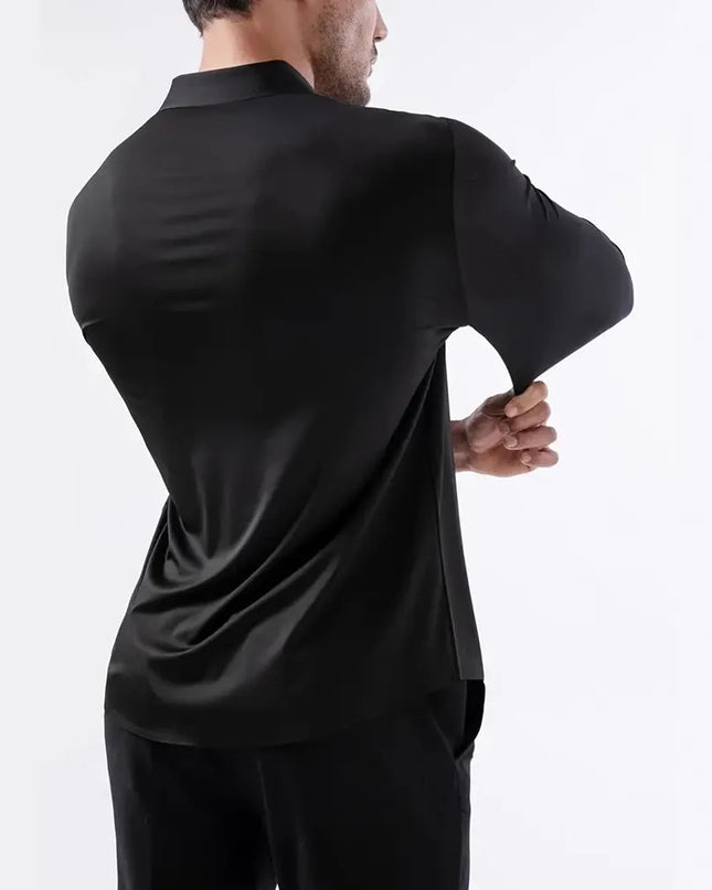 Men's Long Sleeve Casual Shirt - Wrinkle-Free, High Elasticity