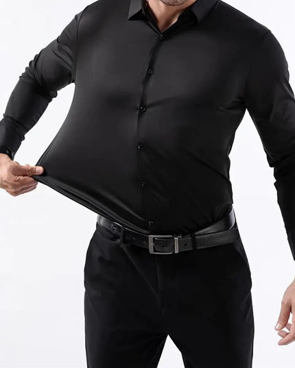 Men's Long Sleeve Casual Shirt - Wrinkle-Free, High Elasticity