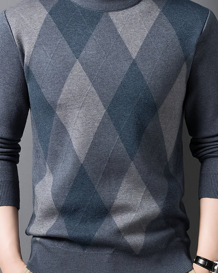 Men's Long Sleeve Knitted Pullover - Zipper Neck, Casual Style