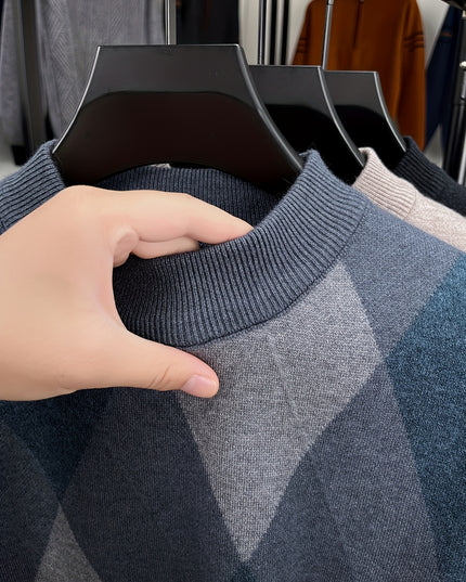 Men's Long Sleeve Knitted Pullover - Zipper Neck, Casual Style