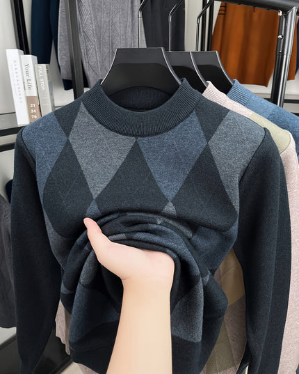 Men's Long Sleeve Knitted Pullover - Zipper Neck, Casual Style