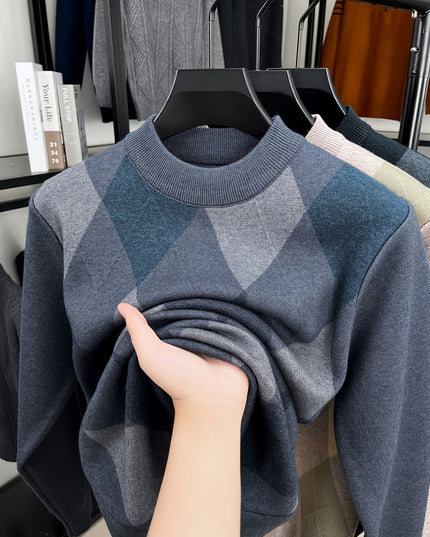 Men's Long Sleeve Knitted Pullover - Zipper Neck, Casual Style