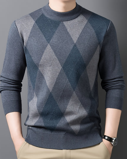 Men's Long Sleeve Knitted Pullover - Zipper Neck, Casual Style