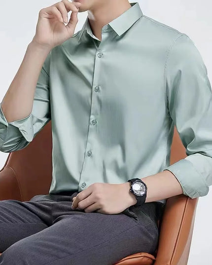 Men's Long Sleeve Non-Iron Dress Shirt - Slim Fit Luxury White