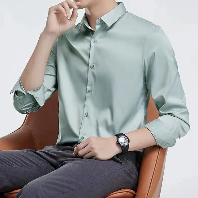 Men's Long Sleeve Non-Iron Dress Shirt - Slim Fit Luxury White