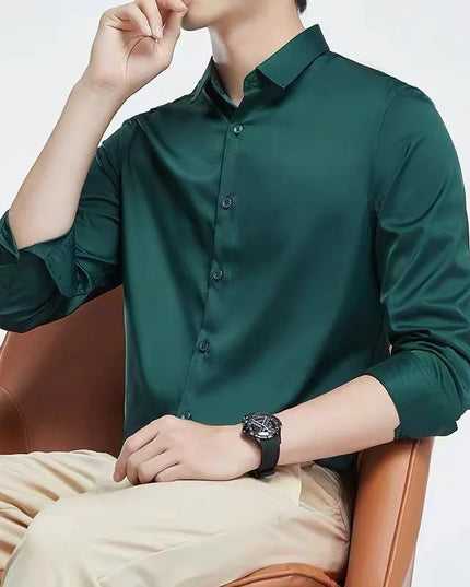 Men's Long Sleeve Non-Iron Dress Shirt - Slim Fit Luxury White