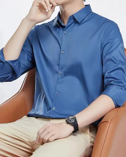 Men's Long Sleeve Non-Iron Dress Shirt - Slim Fit Luxury White
