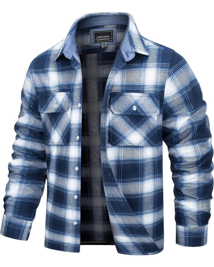 Men's Long Sleeve Plaid Flannel Shirt - Soft & Breathable