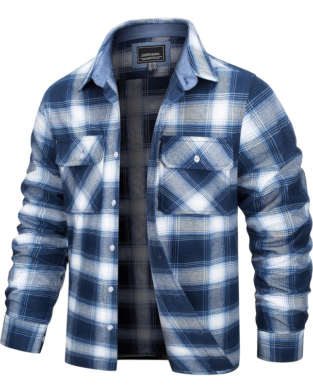 Men's Long Sleeve Plaid Flannel Shirt - Soft & Breathable