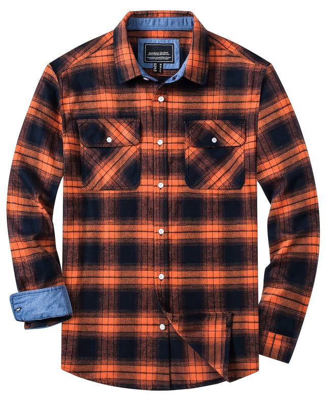 Men's Long Sleeve Plaid Flannel Shirt - Soft & Breathable