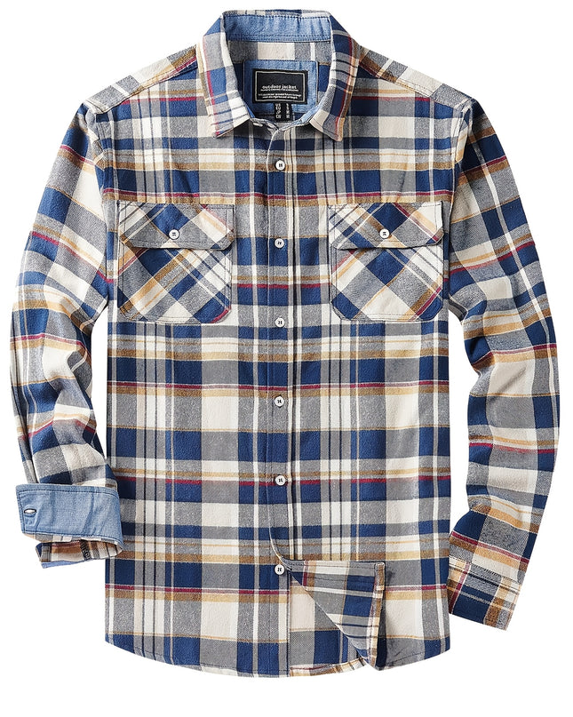 Men's Long Sleeve Plaid Flannel Shirt - Soft & Breathable