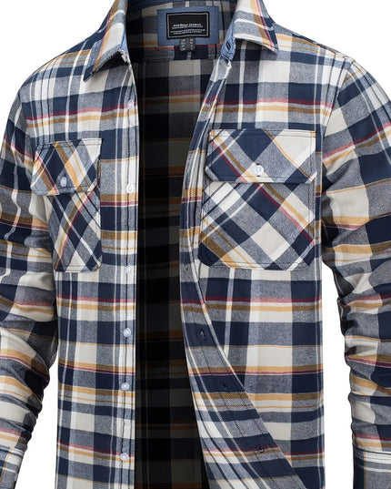 Men's Long Sleeve Plaid Flannel Shirt - Soft & Breathable