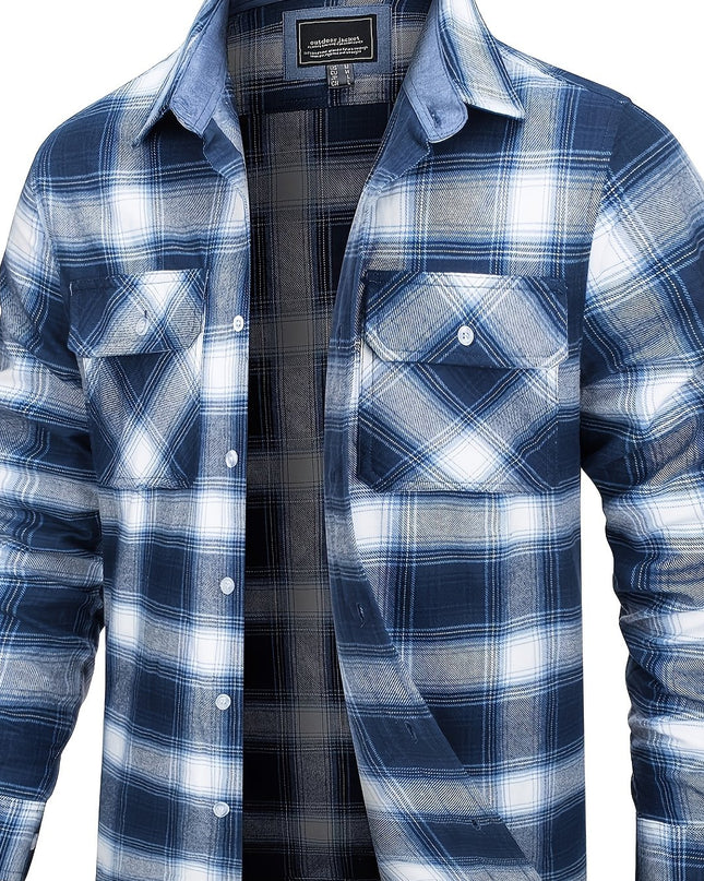 Men's Long Sleeve Plaid Flannel Shirt - Soft & Breathable