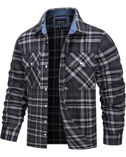 Men's Long Sleeve Plaid Flannel Shirt - Soft & Breathable