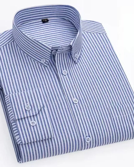 Men's Long Sleeve Stripe Oxford Shirt - Casual & Formal Style