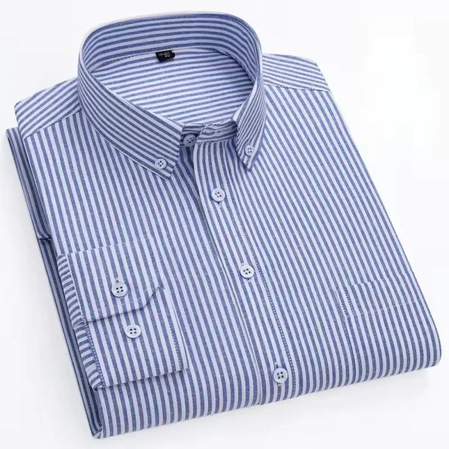 Men's Long Sleeve Stripe Oxford Shirt - Casual & Formal Style