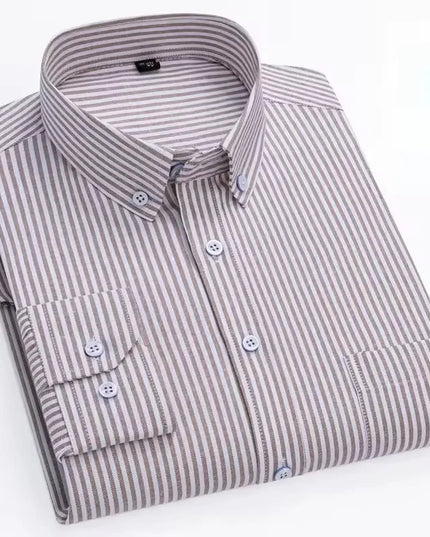 Men's Long Sleeve Stripe Oxford Shirt - Casual & Formal Style