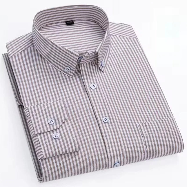 Men's Long Sleeve Stripe Oxford Shirt - Casual & Formal Style