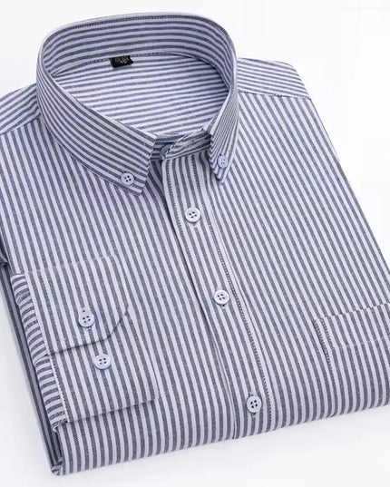 Men's Long Sleeve Stripe Oxford Shirt - Casual & Formal Style