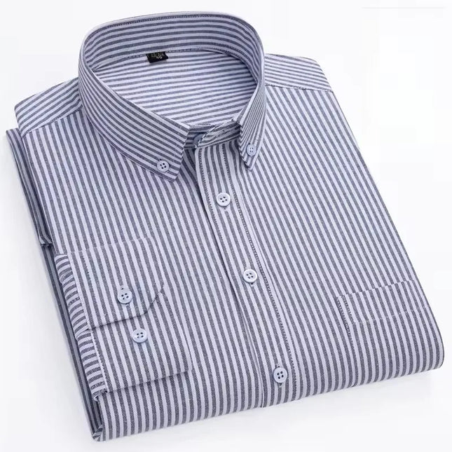 Men's Long Sleeve Stripe Oxford Shirt - Casual & Formal Style