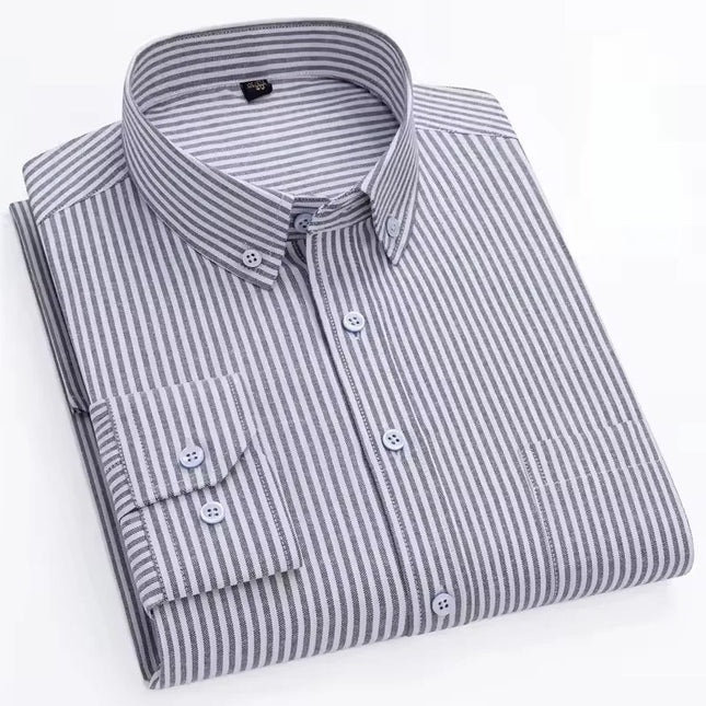 Men's Long Sleeve Stripe Oxford Shirt - Casual & Formal Style