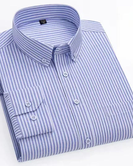 Men's Long Sleeve Stripe Oxford Shirt - Casual & Formal Style