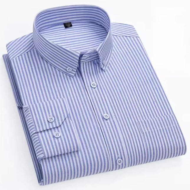 Men's Long Sleeve Stripe Oxford Shirt - Casual & Formal Style