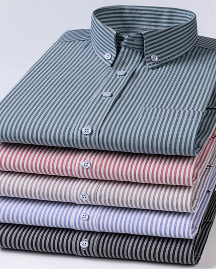 Men's Long Sleeve Stripe Oxford Shirt - Casual & Formal Style