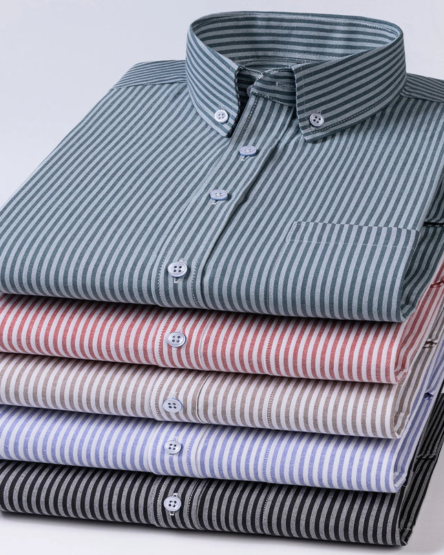 Men's Long Sleeve Stripe Oxford Shirt - Casual & Formal Style